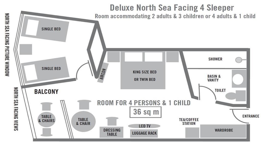Deluxe Vierpersoonskamer - Uitzicht op Noordzee